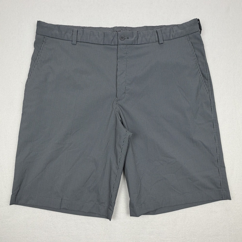 Nike Golf Mens Size 40 Grey Striped Flat Front Performance Shorts